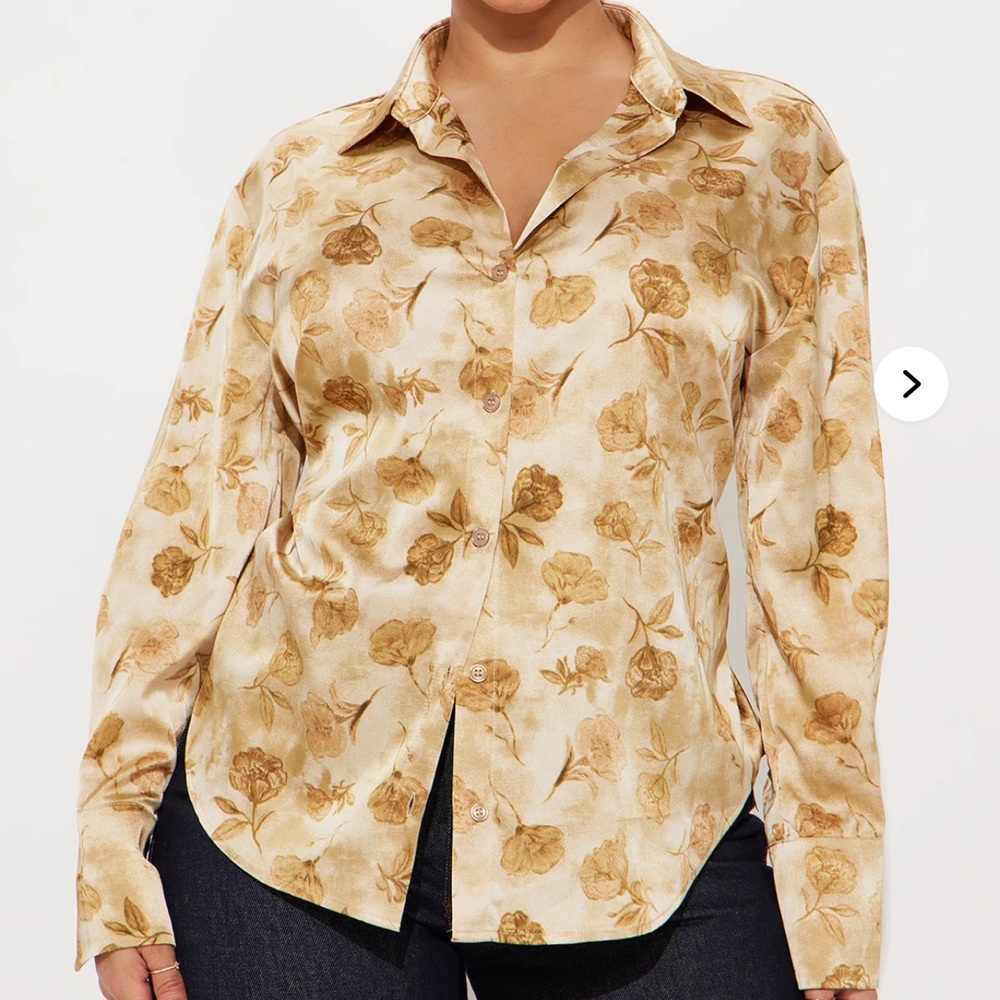 Fashion Nova - Floral Fusion Printed Satin Shirt